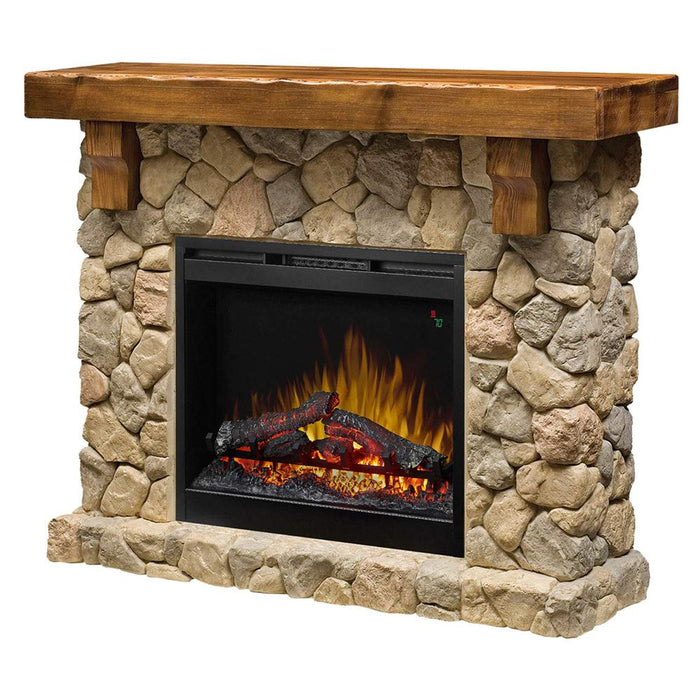 Dimplex Fieldstone Pine and Stone-look Electric Fireplace Media Mantel(Firebox Included)
