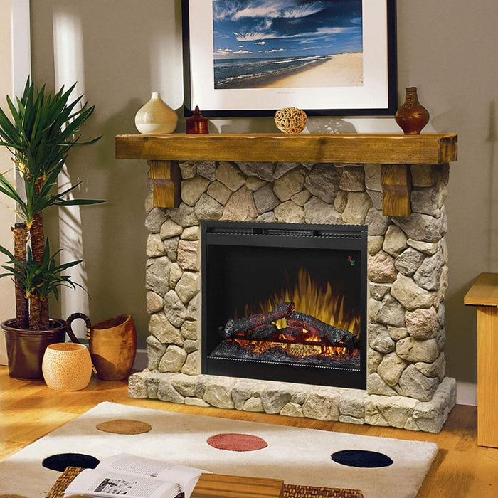 Dimplex Fieldstone Pine and Stone-look Electric Fireplace Media Mantel(Firebox Included)