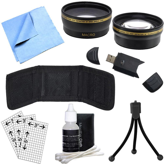 General Brand 40.5mm Wide Angle & Telephoto Lens, Cleaning Kit, Memory Card Wallet and More