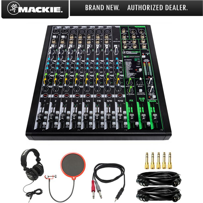 Mackie 12 Channel Professional Effects Mixer with Tascam Headphones Bundle