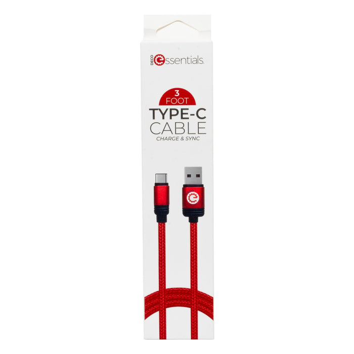 Deco Essentials 3FT USB Type-C Charge & Sync Cable | Transfer Speeds Up to 480Mbps (3-Pack)