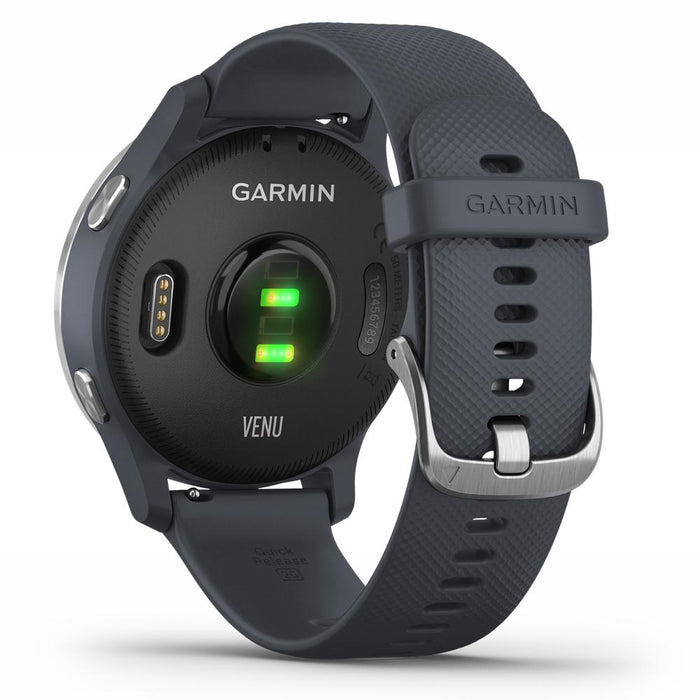 Garmin Venu Amoled GPS Smartwatch (Silver, Granite Blue Band) & Wireless Earbuds + More