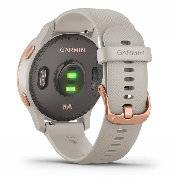 Garmin Venu Amoled GPS Smartwatch (Rose Gold,Light Sand Band) & Wireless Earbuds + More