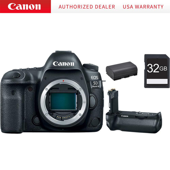Canon EOS 5D Mark IV 30.4MP Full Frame CMOS DSLR Camera (Body) 32GB Memory Card Bundle