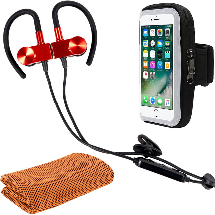 Deco Gear Magnetic Wireless Sport Earbud Headphones w/Carrying Case + Cooling Towel & More