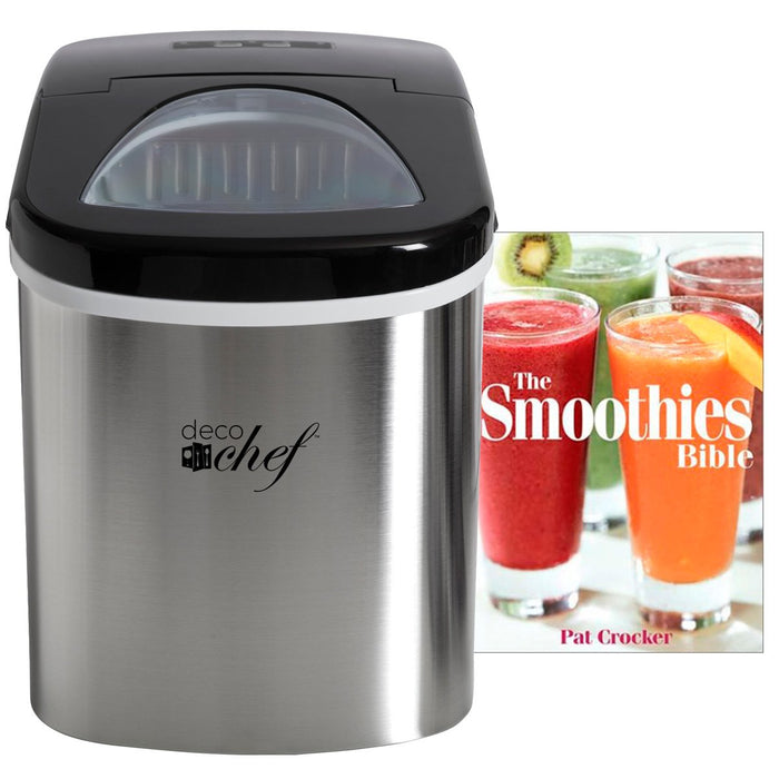 Deco Chef Stainless Steel Electric Top Load Ice Maker with The Smoothies Bible Recipe Book