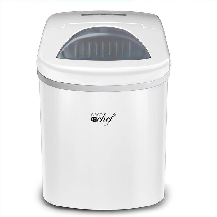 Deco Chef White Compact Electric Top Load Ice Maker with The Smoothies Bible Recipe Book