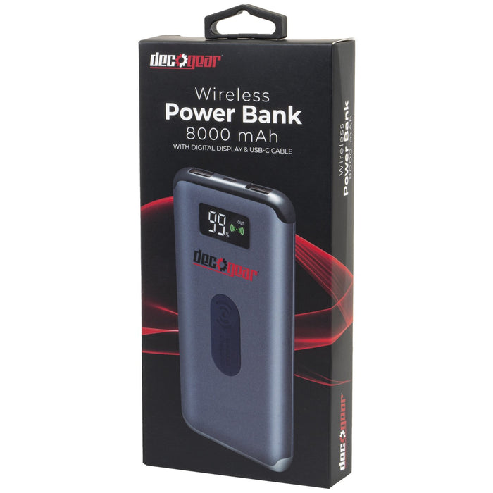 Deco Gear Power Bank 8000 mAh Digital Display with Wireless Device Charging