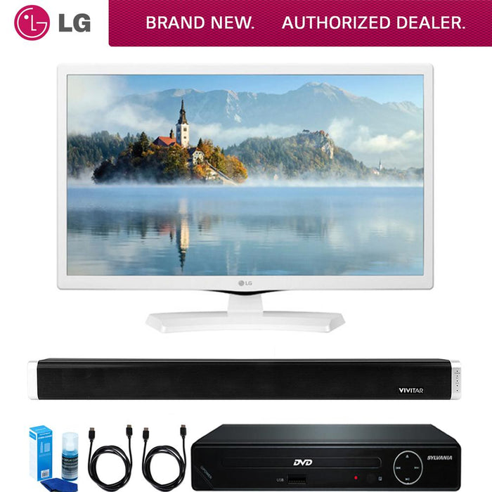 LG 24" HD LED TV - White w/ HDMI DVD Player & Sound Bar Bundle
