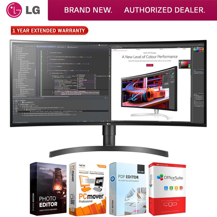 LG WL85C 34" IPS Curved WQHD HDR 10 Monitor w/ Stand (Black) + Warranty Bundle