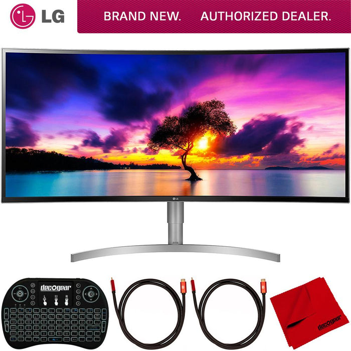 LG 38" 21:9 Curved WQHD+ Monitor w/ HDR 10 + Deco Gear Wireless Keyboard Bundle