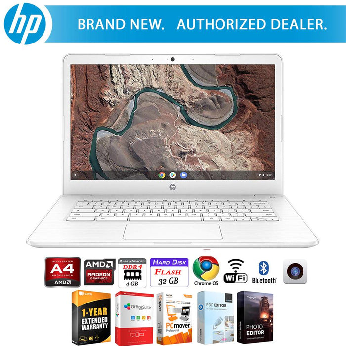 Hewlett Packard Chromebook 14" HD Laptop with 180-degree Hinge + Extended Warranty Pack