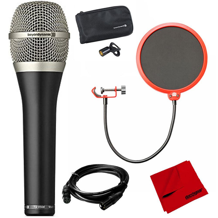 BeyerDynamic TG V50d Cardioid Dynamic Vocal Microphone w/ Deco Gear Pop Filter Screen & More