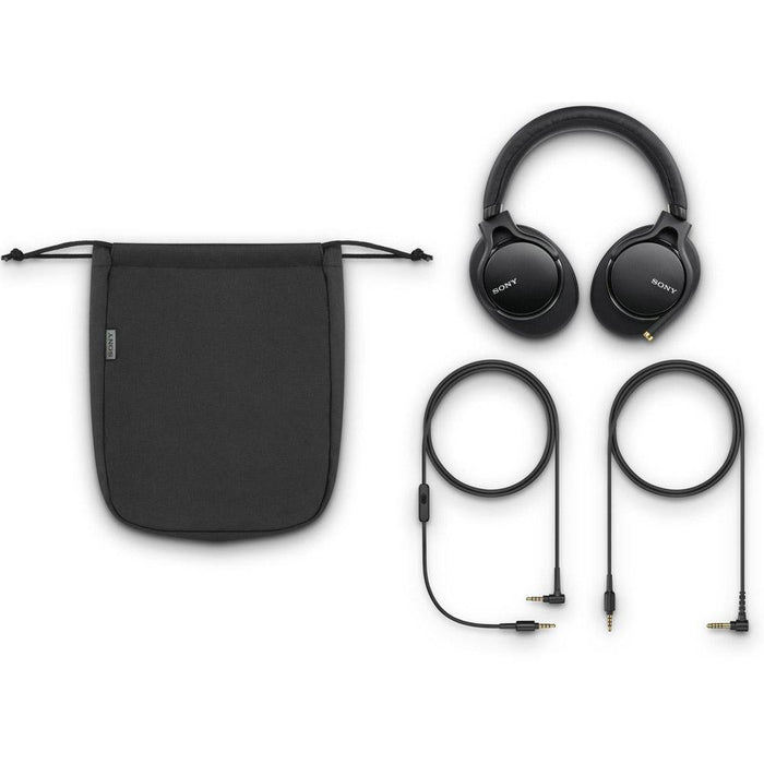 Sony High Resolution Over Ear Audio Headphones & Deco Gear Wood Headphone Stand Kit