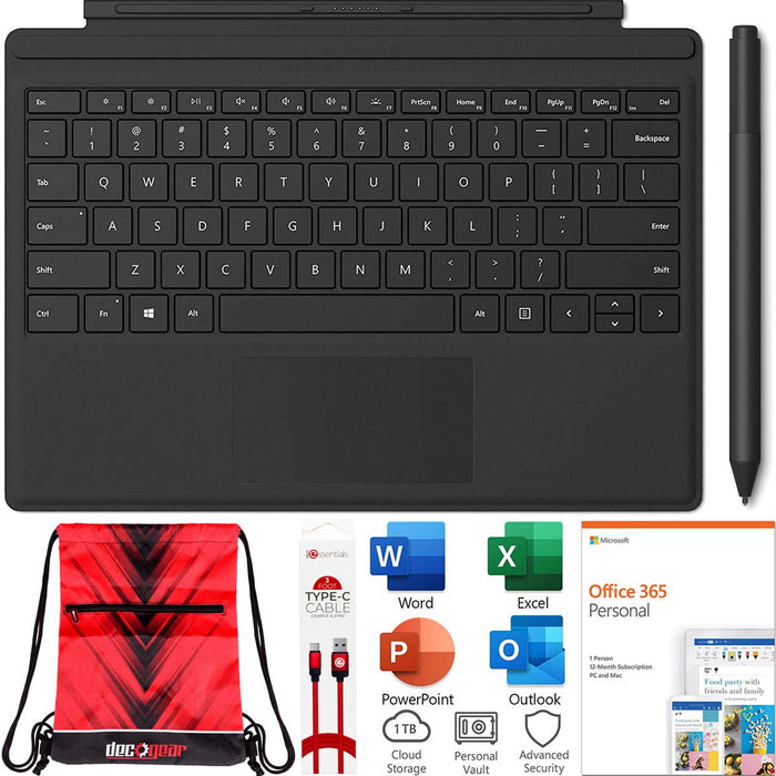 Microsoft Surface Pro Type Cover Keyboard FMM-00001 BLK + Surface Pen + Office 365 Bundle
