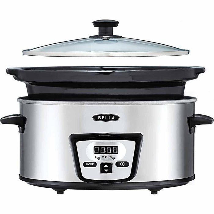 Bella 5 Quart Programmable Slow Cooker, Polished Stainless Steel 13973W - Open Box
