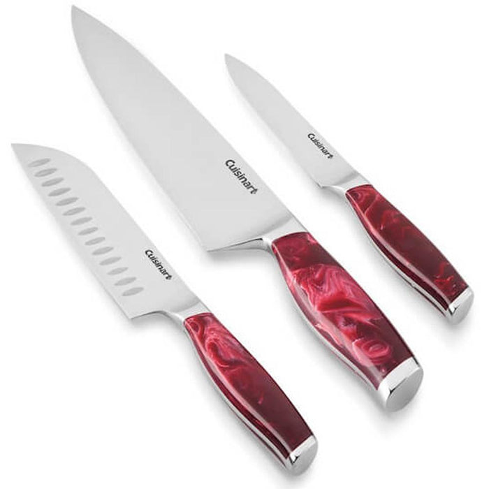 Cuisinart 15pc Red Marble Style Cutlery Block Set + Deco Gear Cut Safe Gloves