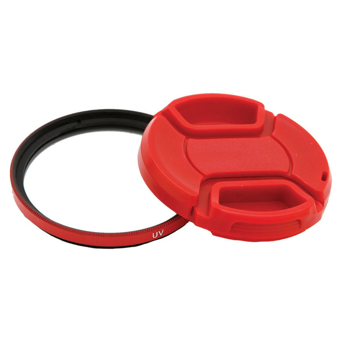 Deco Photo 49mm UV Filter and Snap On Cap - Red
