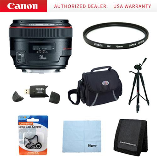 Canon EF 50mm f / 1.2L USM Lens with Case LP1214 and Hood ES-78 Exclusive Pro Kit
