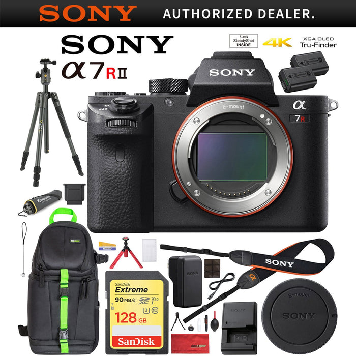 Sony a7R II Alpha Mirrorless Digital Camera Body with 128GB Card VEO 2 Tripod Bundle