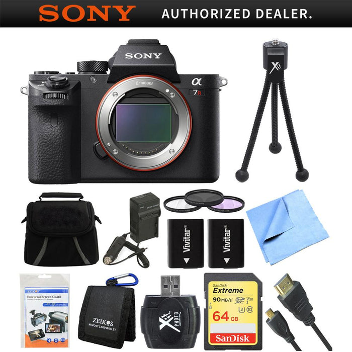 Sony a7R II Full-frame Mirrorless Interchangeable Lens 42.4MP Camera Body 64GB Bundle