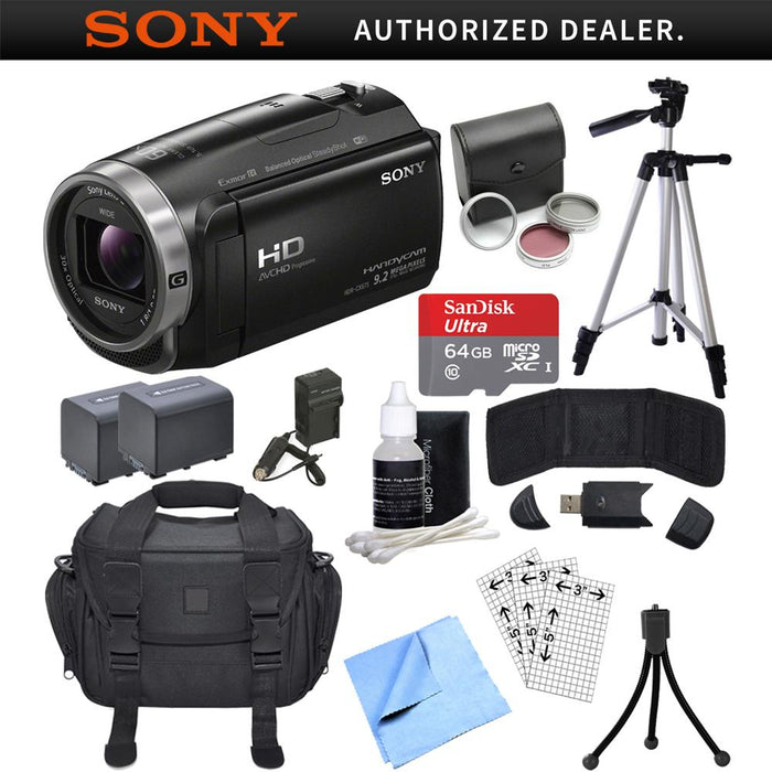 Sony HDR-CX675/B Full HD Handycam Camcorder with Exmor R CMOS Sensor Deluxe Bundle