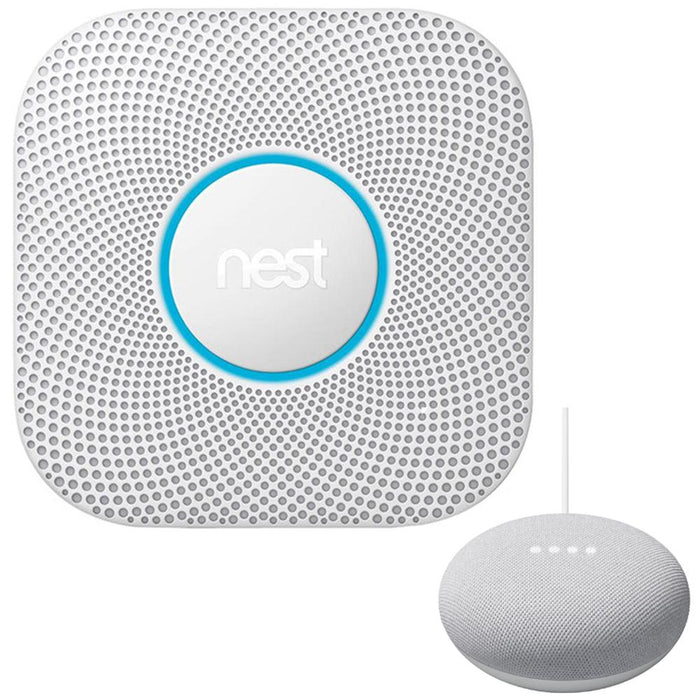 Google Nest Protect 2nd Gen. Smoke/Carbon Alarm Battery + Smart Speaker Chalk