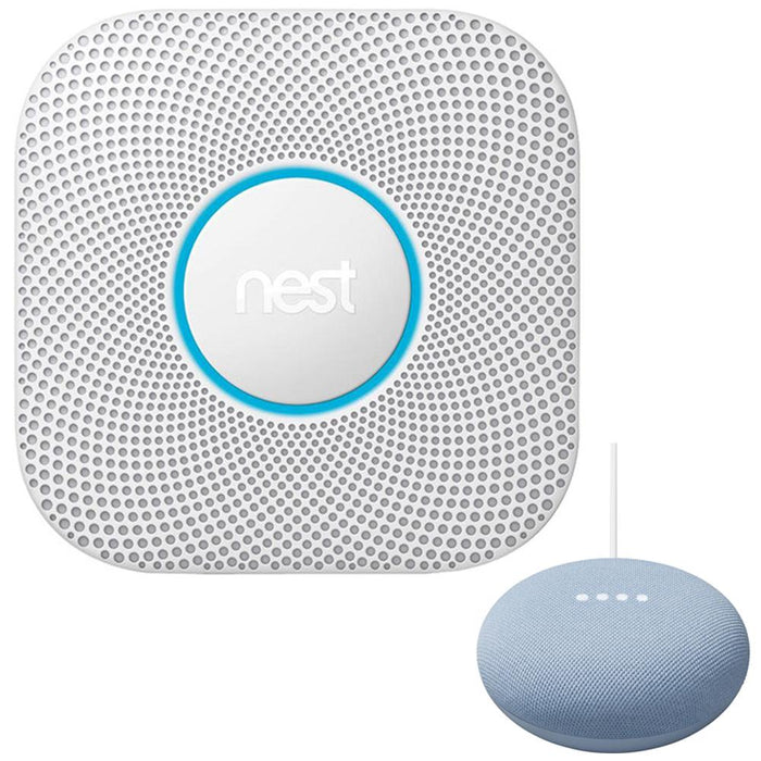 Google Nest Protect Wired Smoke & Carbon Alarm 2nd Gen. + Smart Speaker Sky Blue