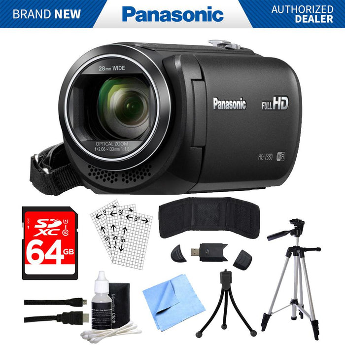 Panasonic HC-V380K Full HD Camcorder with Wi-Fi Multi Scene Twin Camera + 64GB SDXC Kit