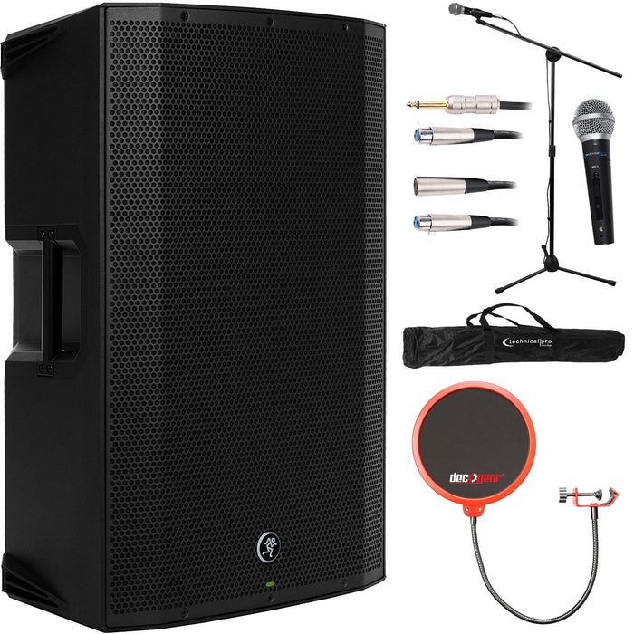 Mackie Thump15A 1300W 15" Loudspeaker with Tripod Kit and Deco Gear Pop Filter Bundle