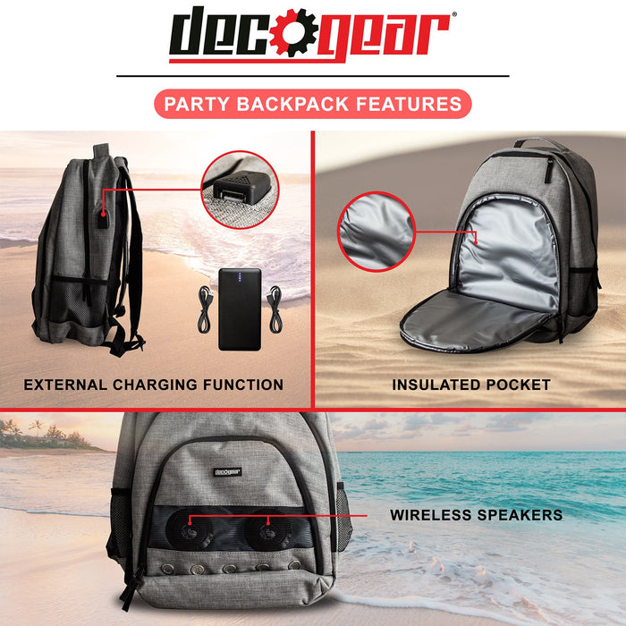 Deco Gear Wireless Speaker Backpack with 10,000 mAh Power Bank w/ extra 8000 mAh Powerbank