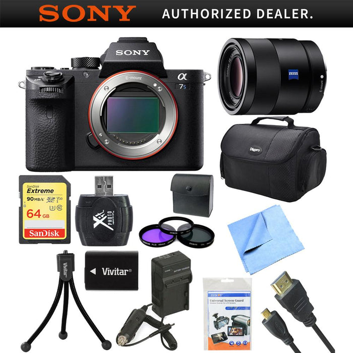Sony a7S II Full-frame Mirrorless Interchangeable Lens Camera Body + 55mm Lens Bundle