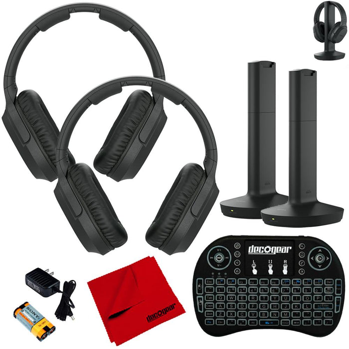 Sony RF400 Wireless Home Theater Headphones (2-Pack) w/ Deco Gear Accessories Bundle