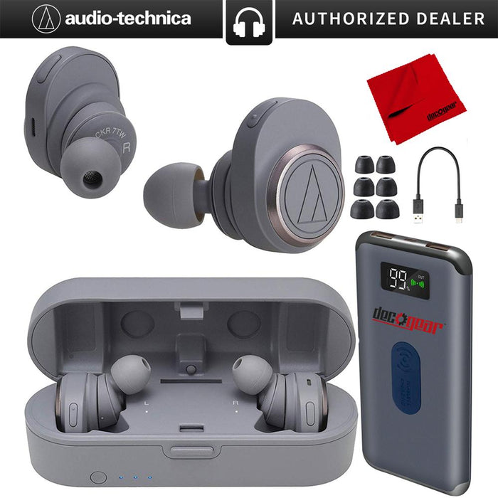 Audio-Technica ATH-CKR7TWGY True Wireless In-Ear Headphones w/ Deco Gear Accessories Bundle