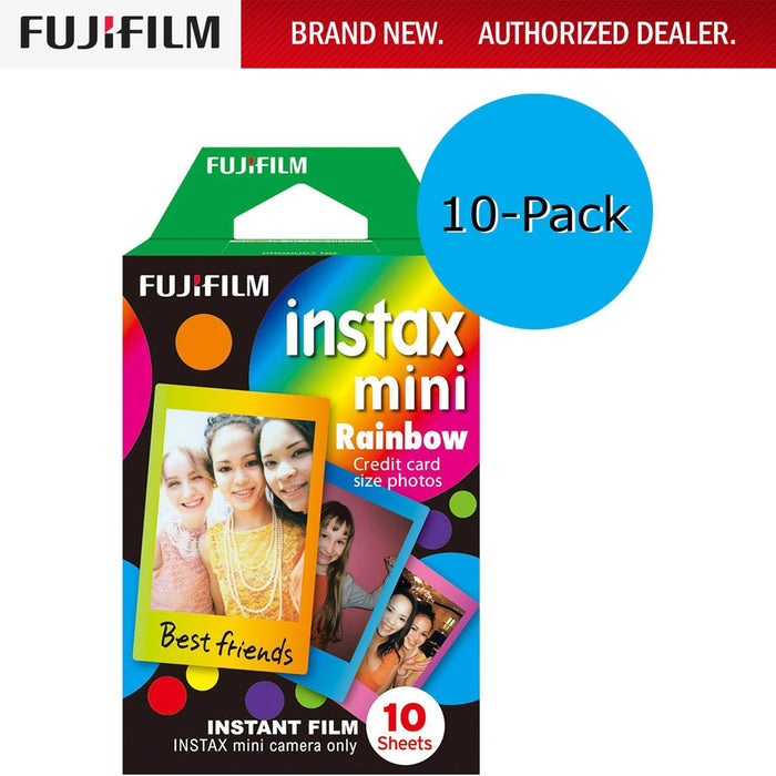Fujifilm 10-Pack of INSTAX MINI Rainbow Instant Film - 10 Photos/each, 100 Total
