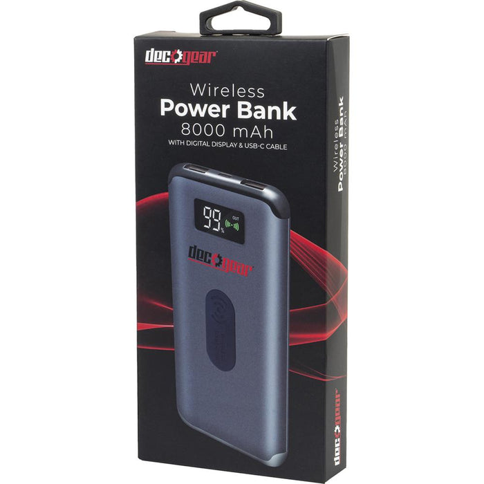 Deco Gear Power Bank 8000 mAh Digital Display with Wireless Device Charging - Open Box
