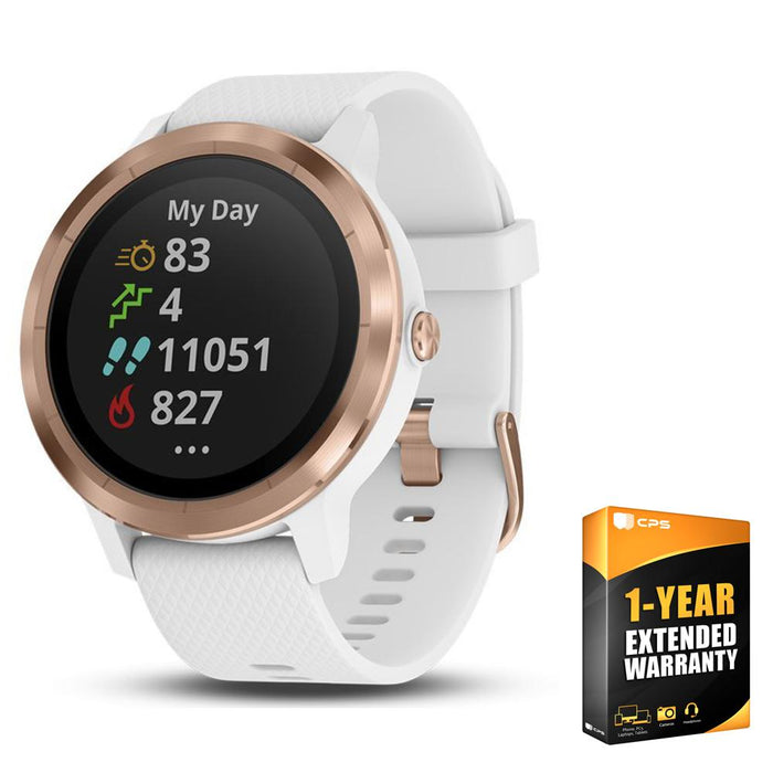 Garmin Vivoactive 3 GPS Smartwatch White w/ Rose Gold + 1 Year Extended Warranty