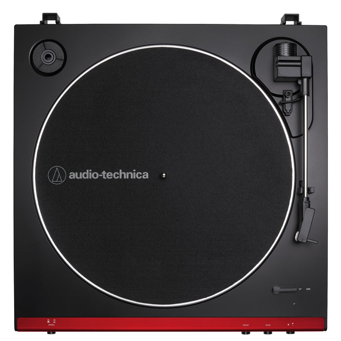Audio-Technica AT-LP60X-RD Fully Automatic Belt-Drive Turntable w/ Accessories Bundle