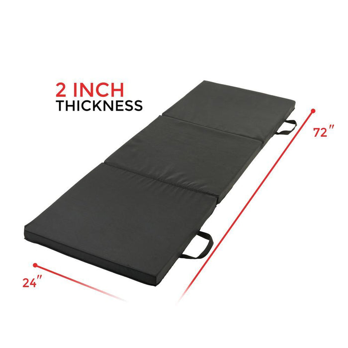 Sunny Health and Fitness Tri-Fold Exercise Gymnastics Mat Extra Thick with Carry Handles