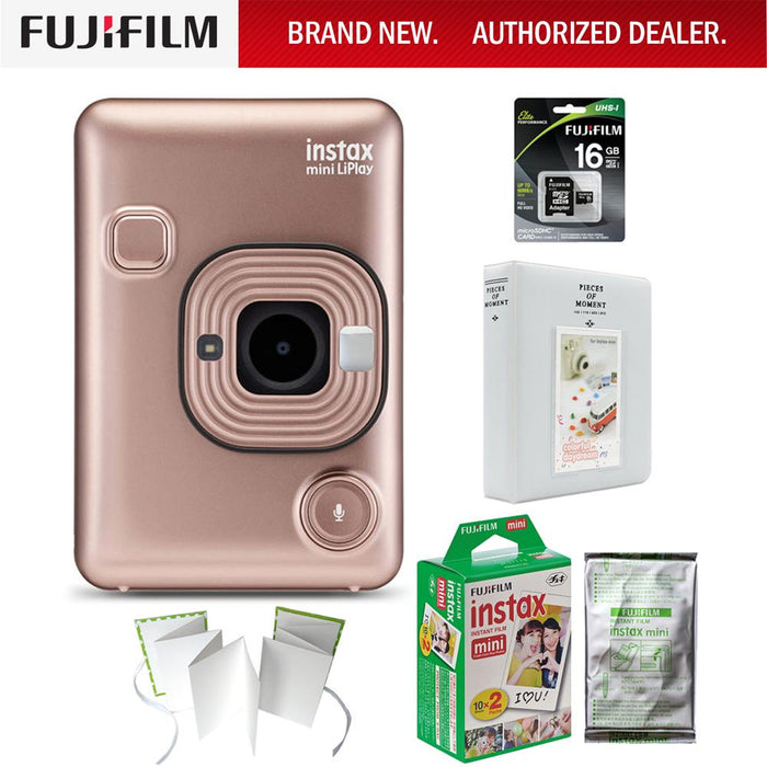 Fujifilm Instax Mini LiPlay(Blush Gold)(600021181) w/ 2x Mini Film, 2x Photo Album & More