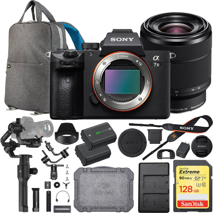 Sony a7 III Mirrorless 4K Camera + 28-70mm Lens + DJI Ronin-S Gimbal Essentials Kit