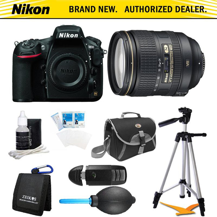 Nikon D810 36.3MP 1080p HD DSLR Camera 24-120mm f/4G ED VR AF-S Pro Lens Bundle