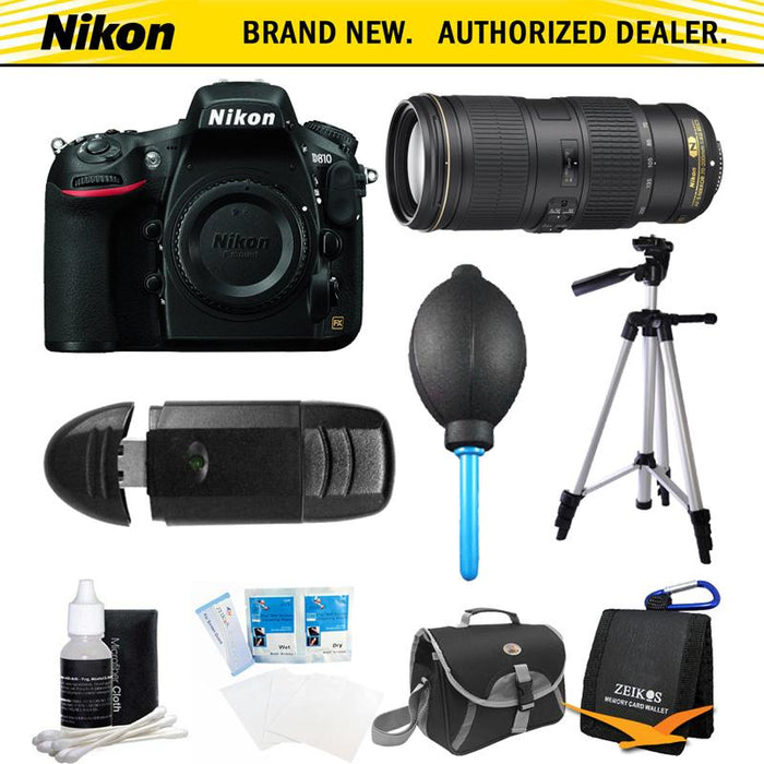 Nikon D810 36.3MP 1080p HD DSLR Camera Body with 70-200mm f/4G ED VR Pro Lens Bundle
