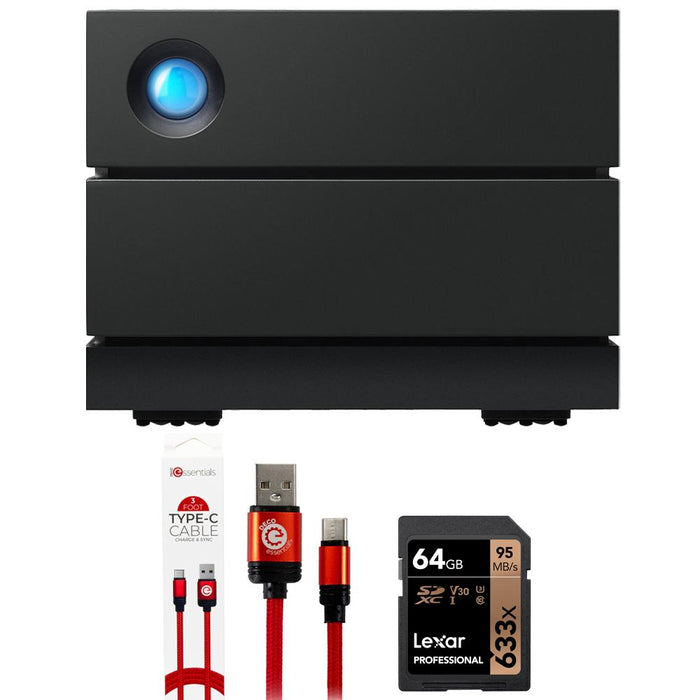 LaCie 2big RAID Desktop Storage Thunderbolt 3 8TB w/ USB Cable & 64 GB Memory Card