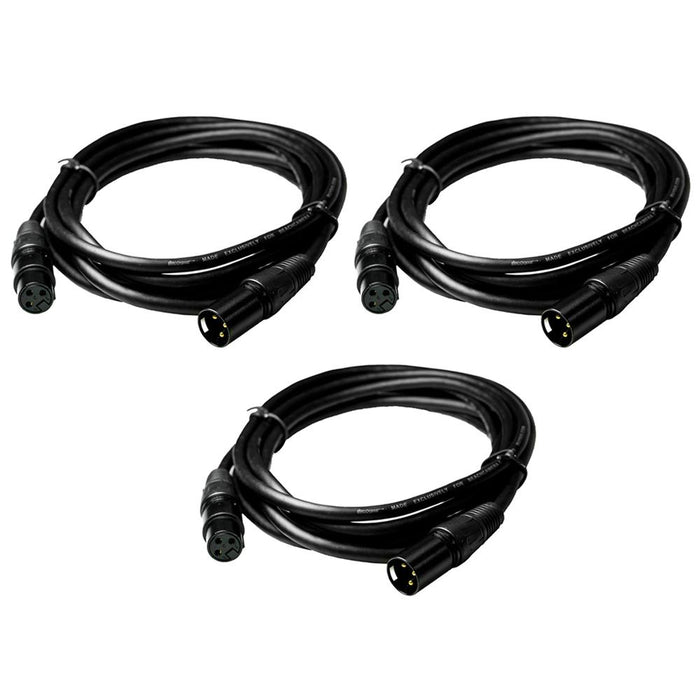 Deco Gear XLR 10' Male to XLR Female 16AWG Gold Plated Cable 3 Pack