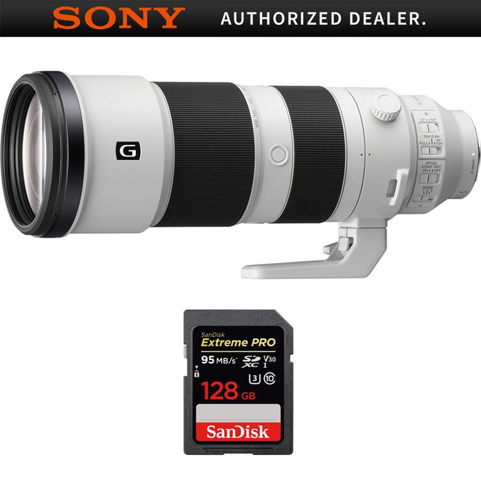 Sony FE 200-600mm F5.6-6.3 G OSS Super Telephoto Zoom Lens + 128GB Memory Card