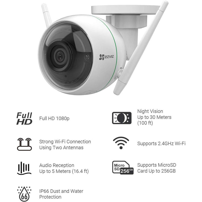 EZVIZ DB1 Smart Video Doorbell, Wi-Fi Ready, Vertical FOV + 2x Outdoor Security Camera