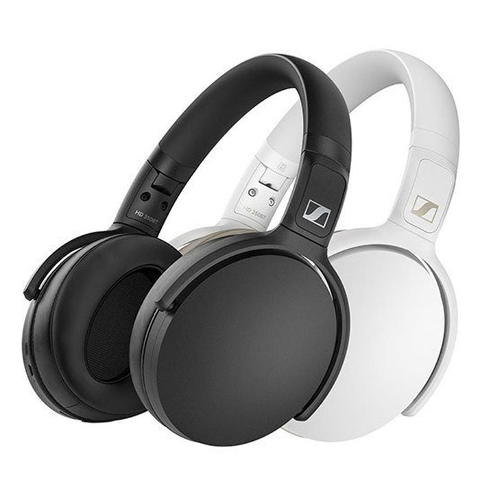 Sennheiser HD 350BT Bluetooth Around Ear Headphones Black + Wood Headphone Stand