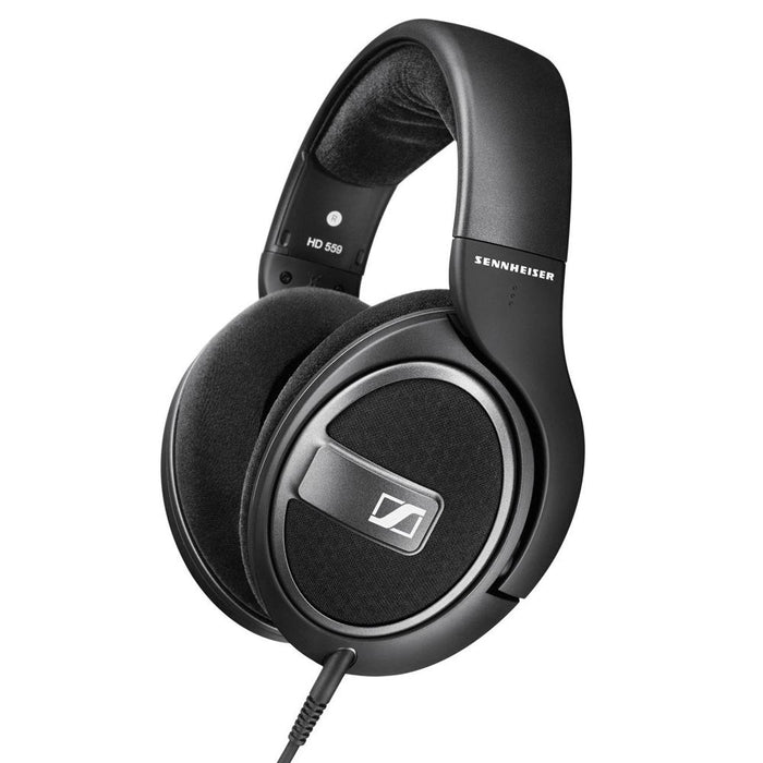 Sennheiser HD 559 Open-Back Around-Ear Headphones Black + Wood Headphone Stand