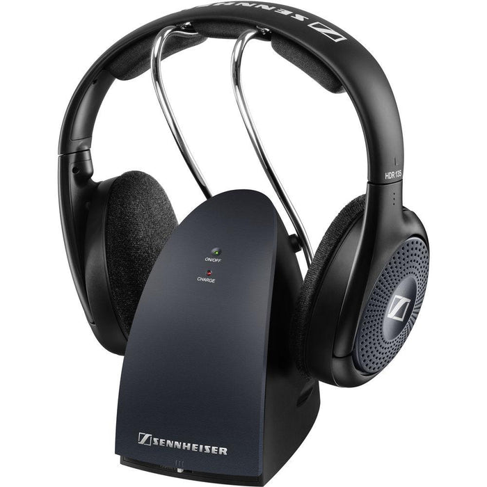 Sennheiser RS 135 Wireless Stereo Headphone System Black + Wood Headphone Stand